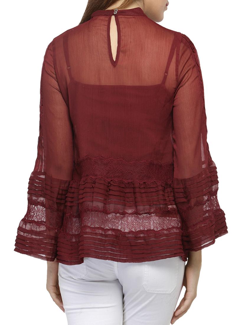 lace insert pintucked top - 14578461 - Zoom Image - 3