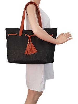 black leatherette regular handbag - 14585412 - Standard Image - 5
