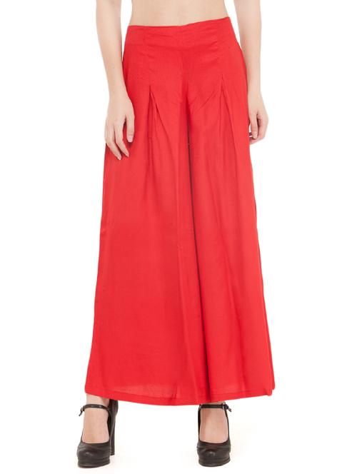 red viscose palazzos - 14586776 - Standard Image - 1