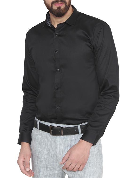 black cotton formal shirt - 14587497 - Zoom Image - 2
