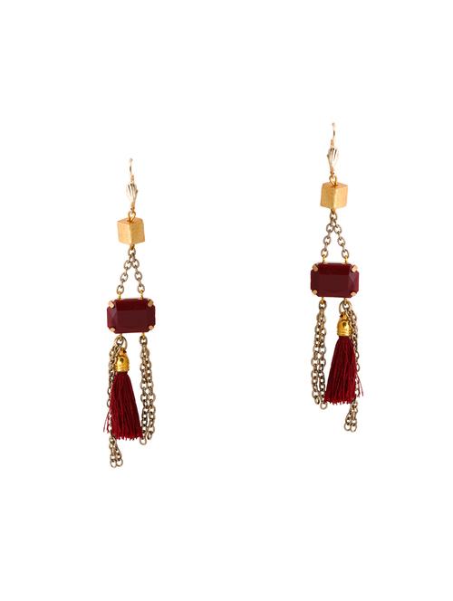 red metal tassel earrings - 14588081 - Standard Image - 1