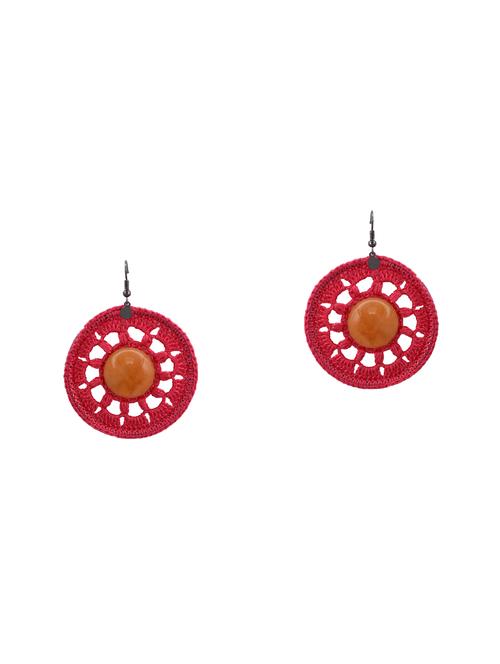 pink cotton drop earrings - 14588082 - Standard Image - 1