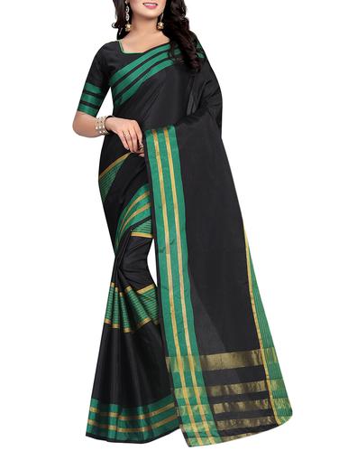 black woven saree with blouse - 14588109 - Very Small Image - 1
