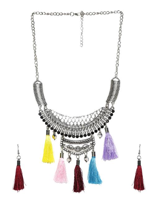 silver metal tassel necklace - 14590327 - Standard Image - 1