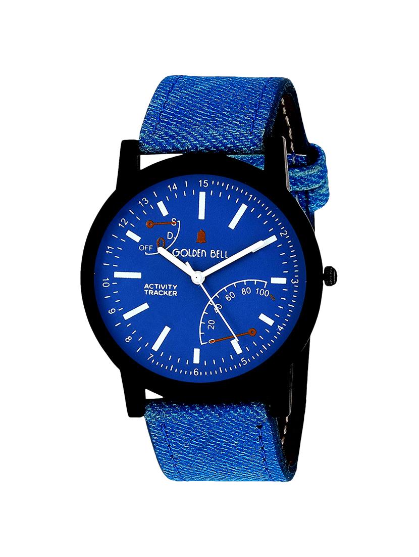 Golden Bell Original Blue Dial Blue Denim Strap Analog Wrist Watch for Men - GB-975 - 14592317 - Zoom Image - 1