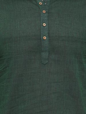 green cotton short kurta - 14593220 - Standard Image - 4