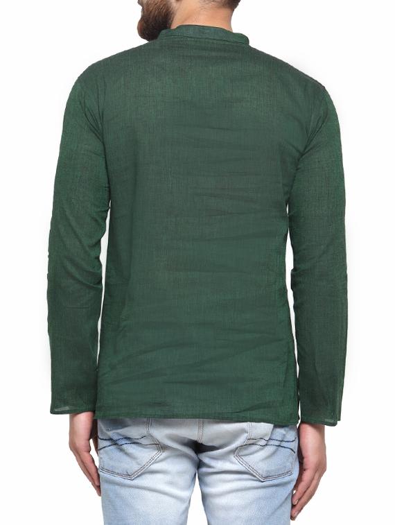 green cotton short kurta - 14593220 - Zoom Image - 3
