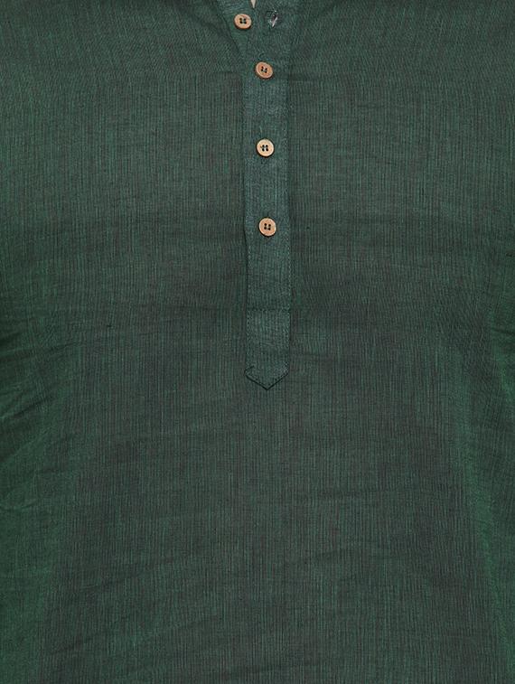 green cotton short kurta - 14593220 - Zoom Image - 4