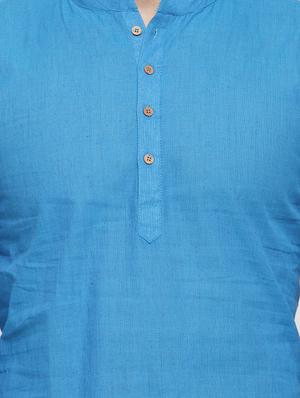 blue cotton short kurta - 14593222 - Standard Image - 4
