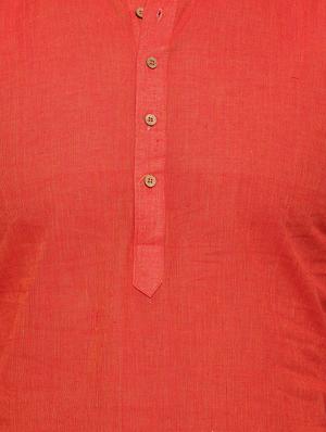 red cotton short kurta - 14593225 - Standard Image - 4