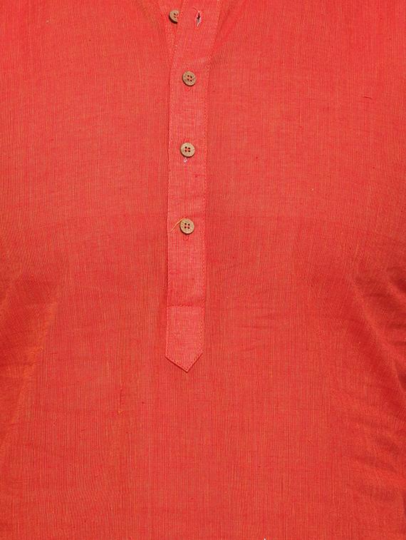 red cotton short kurta - 14593225 - Zoom Image - 4