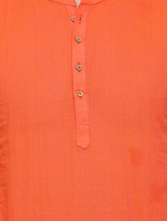 orange cotton short kurta - 14593226 - Zoom Image - 4
