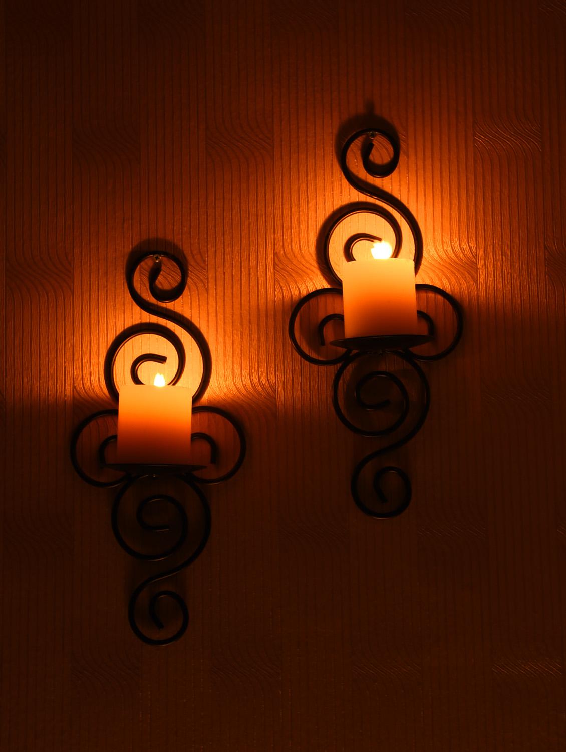 set of 2 decorative wall sconce with free candles - 14593467 - Zoom Image - 3
