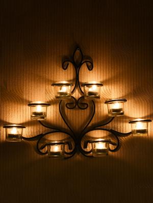 8 cup wall sconce with free tealight candles - 14593473 - Standard Image - 3
