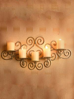 metallic silver wall sconce with free candles - 14593481 - Standard Image - 3