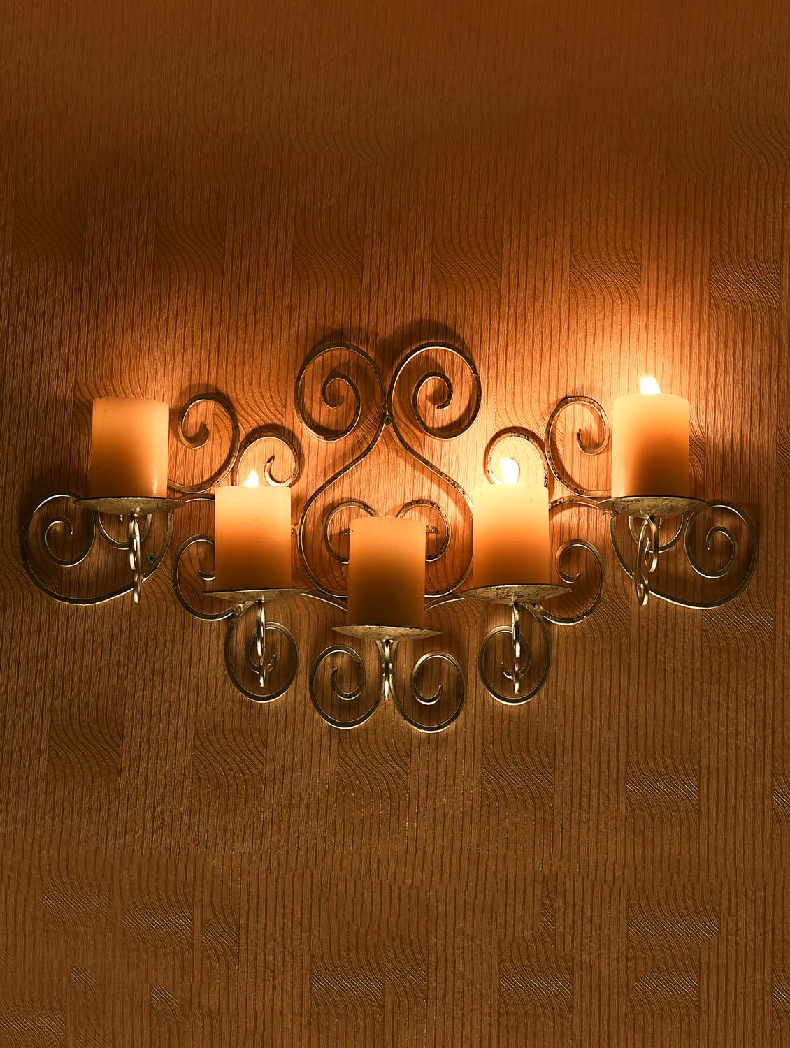 metallic silver wall sconce with free candles - 14593481 - Zoom Image - 2