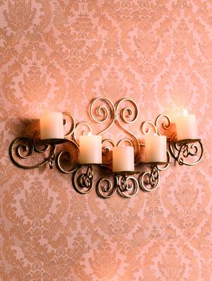 metallic gold wall sconce with free candles - 14593482 - Standard Image - 3