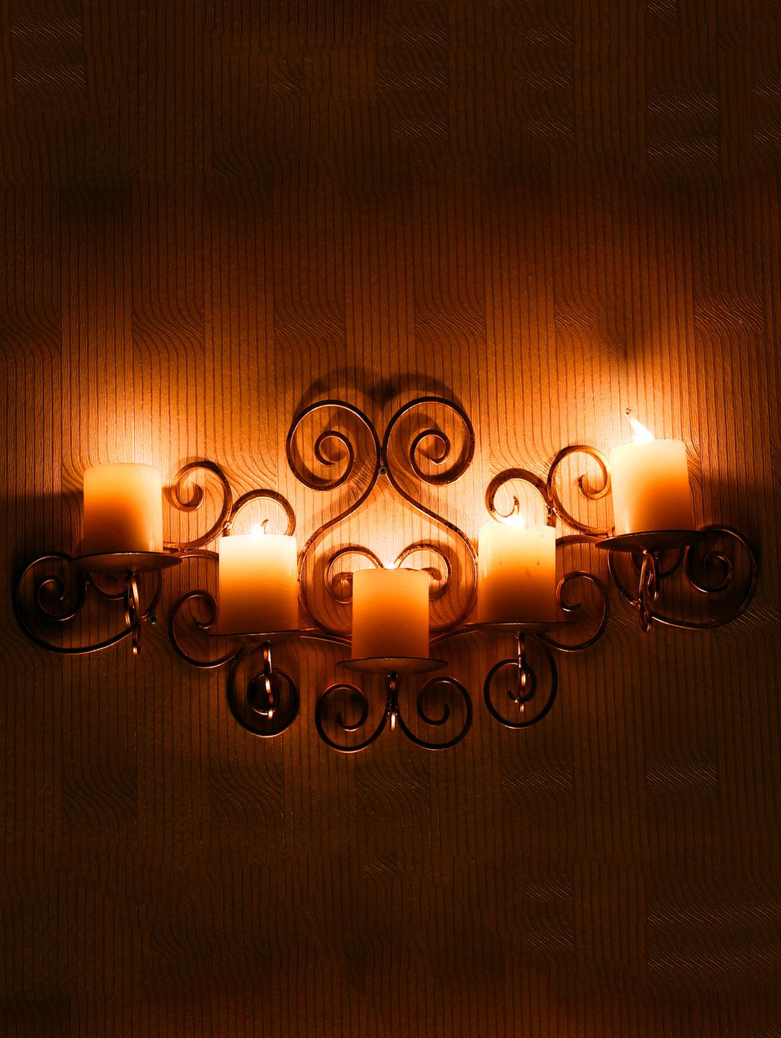 metallic gold wall sconce with free candles - 14593482 - Zoom Image - 2