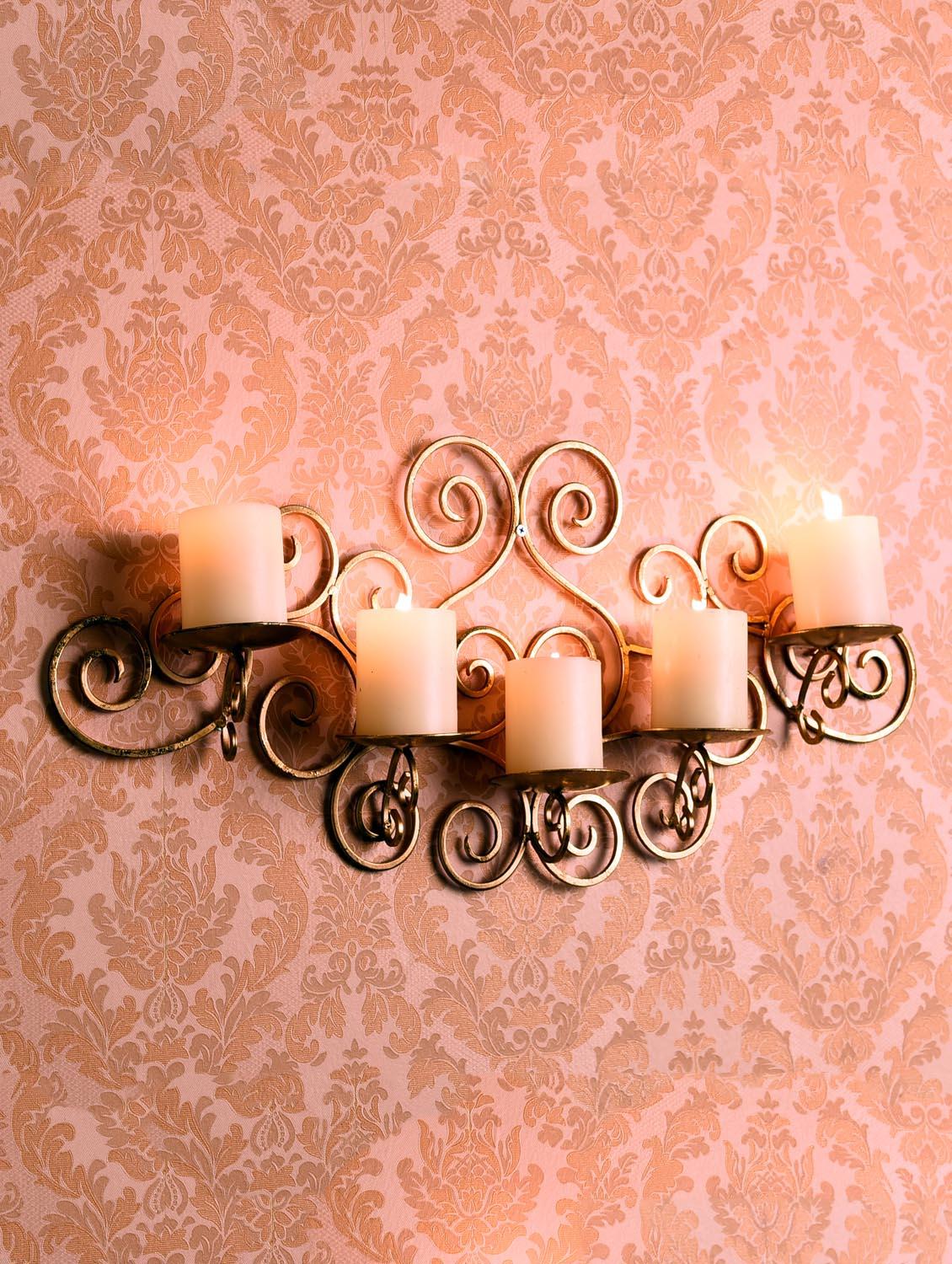 metallic gold wall sconce with free candles - 14593482 - Zoom Image - 3