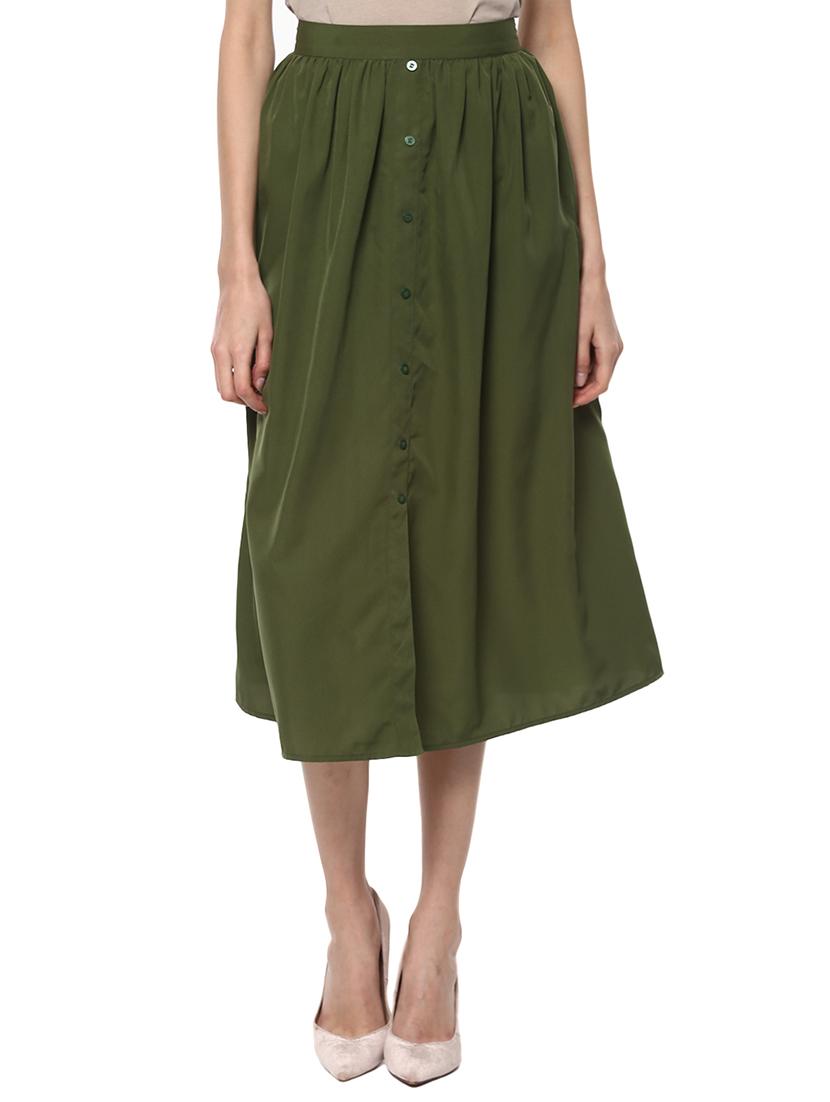 green crepe pleated skirts - 14596121 - Zoom Image - 1