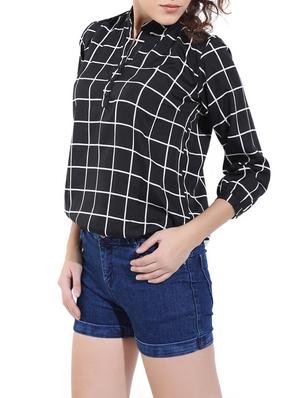 mandarin neckline blouson top - 14597511 - Standard Image - 2