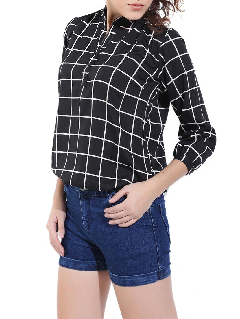 mandarin neckline blouson top - 14597511 - Zoom Image - 2