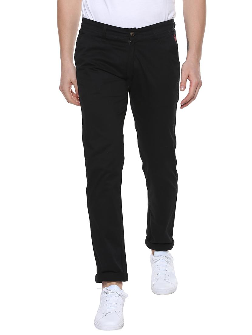 black cotton chinos casual trousers - 14599806 - Zoom Image - 1
