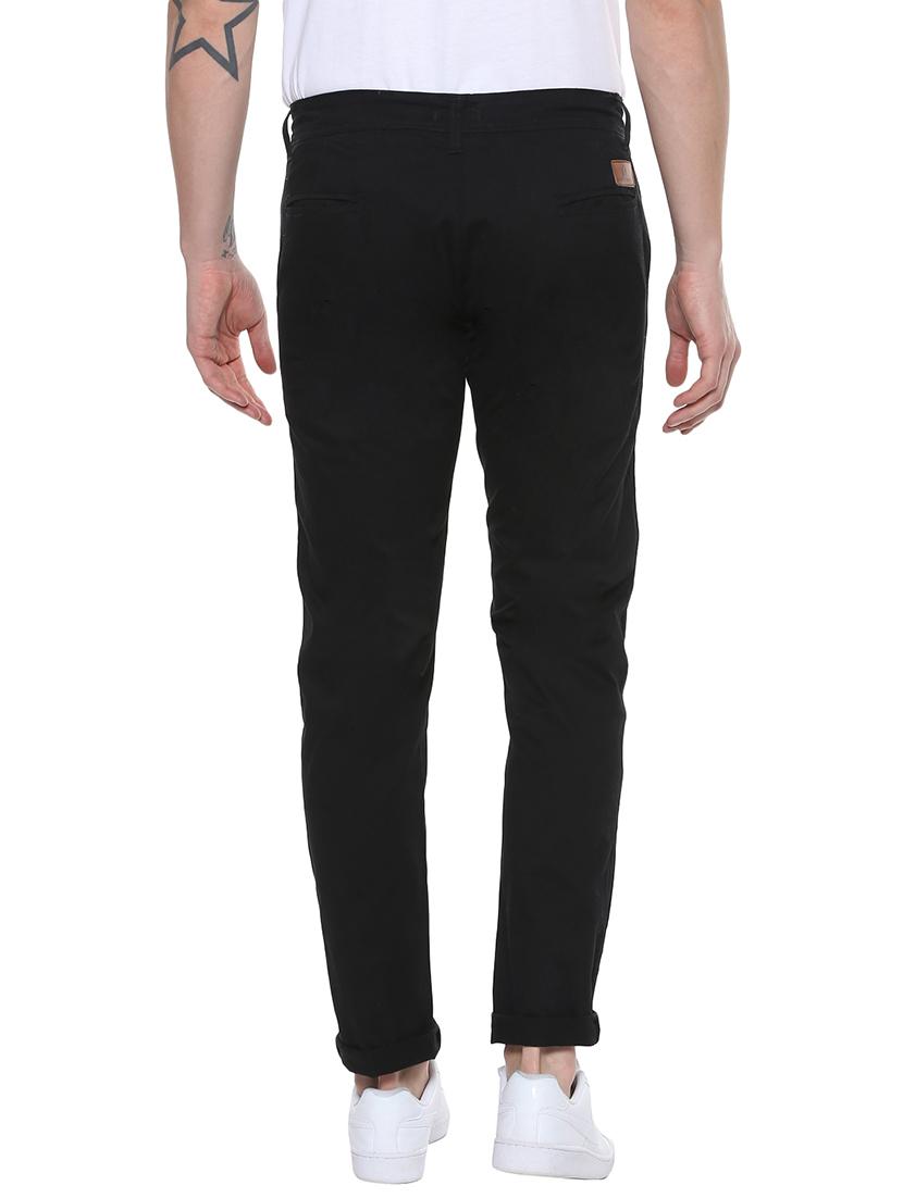 black cotton chinos casual trousers - 14599806 - Zoom Image - 3