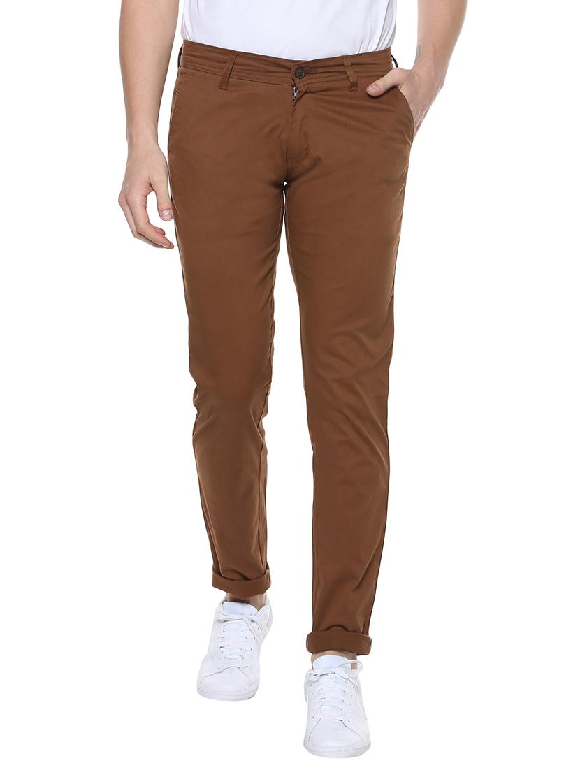 brown cotton chinos casual trousers - 14599811 - Zoom Image - 1