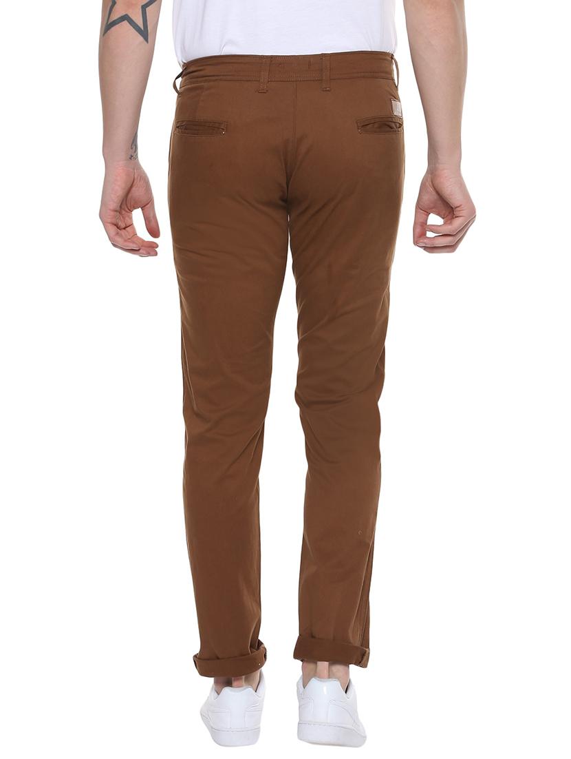 brown cotton chinos casual trousers - 14599811 - Zoom Image - 3