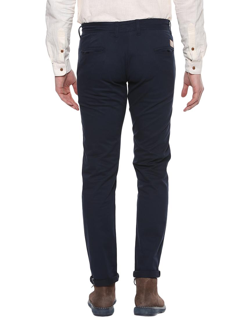 navy blue cotton chinos casual trousers - 14599878 - Zoom Image - 3