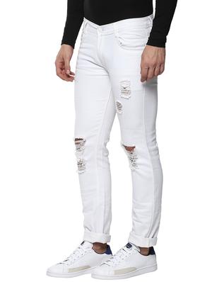 white cotton ripped jeans - 14600095 - Standard Image - 2
