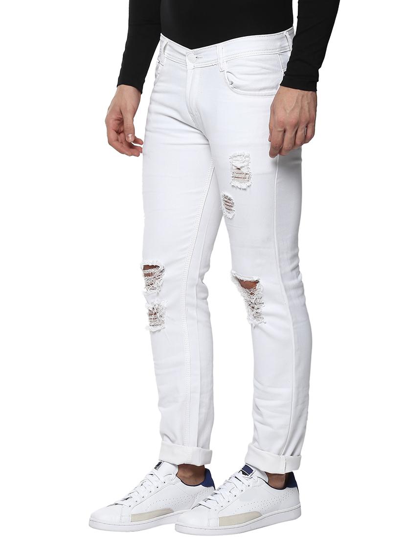 white cotton ripped jeans - 14600095 - Zoom Image - 2