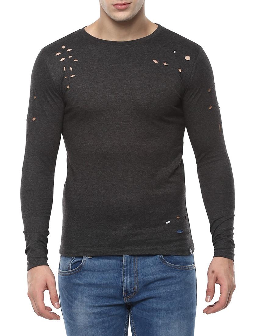 grey polyester ripped tshirt - 14601218 - Zoom Image - 1
