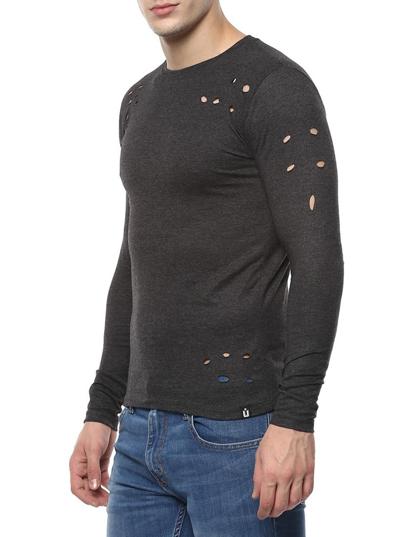 grey polyester ripped tshirt - 14601218 - Zoom Image - 2