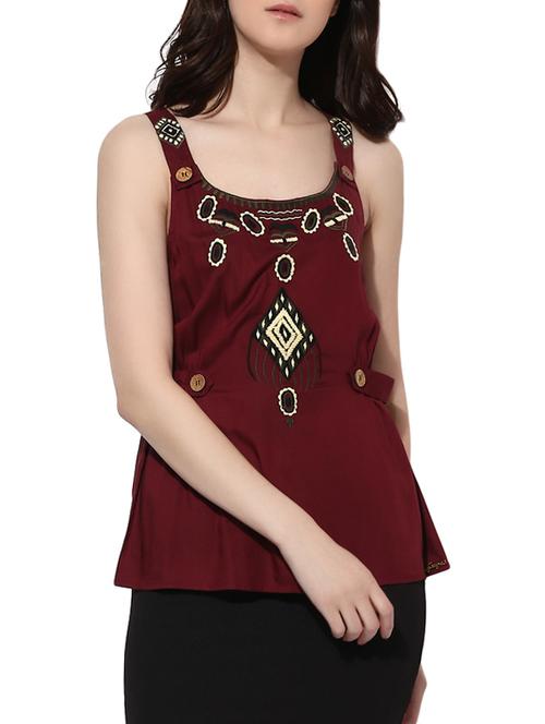 maroon embroidered top - 14601403 - Standard Image - 1