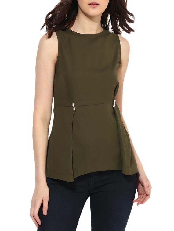 olive green asymmetric hem top - 14601426 - Zoom Image - 1