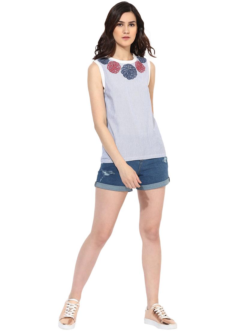 embroidered striped top - 14601449 - Zoom Image - 4