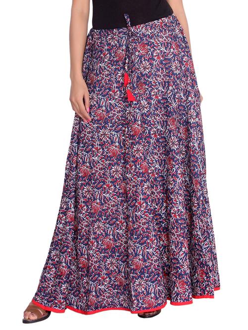 blue rayon flared skirt - 14601803 - Standard Image - 1