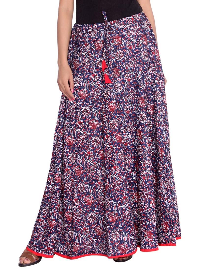 blue rayon flared skirt - 14601803 - Zoom Image - 1
