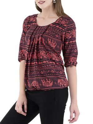 pleated front blouson top - 14602742 - Standard Image - 2