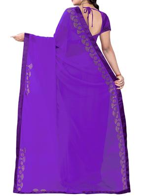 purple georgette embellished saree with blouse - 14603896 - Standard Image - 2