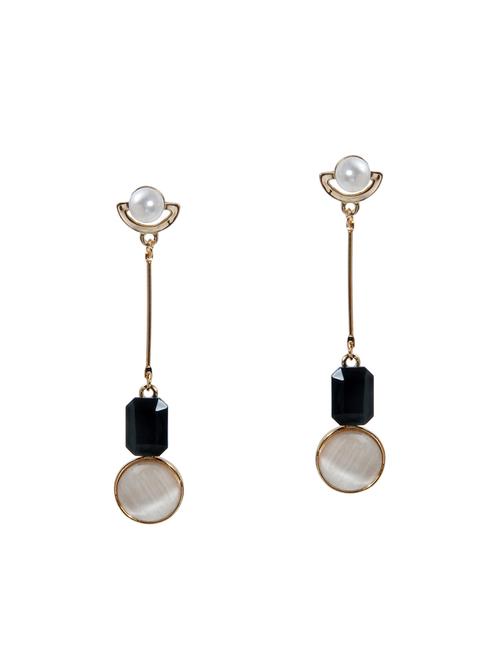 silver metal drop earrings - 14604628 - Standard Image - 1