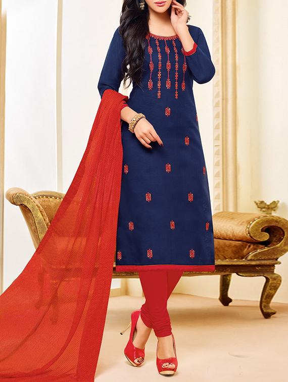 Embroidered unstitched churidaar suit - 14606658 - Zoom Image - 1