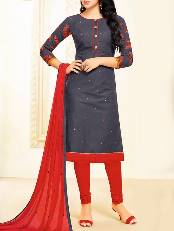 embroidered unstitched churidaar suit - 14606664 - Zoom Image - 1