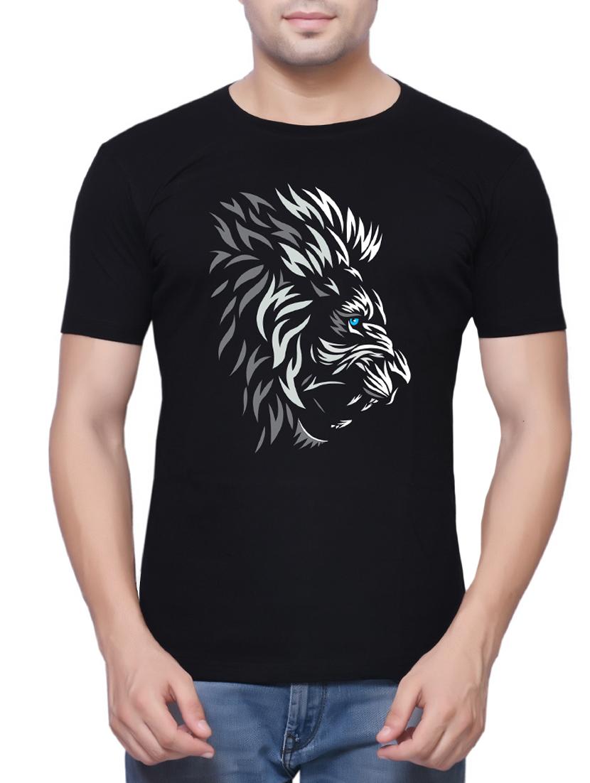 black cotton chest print tshirt - 14607216 - Zoom Image - 1