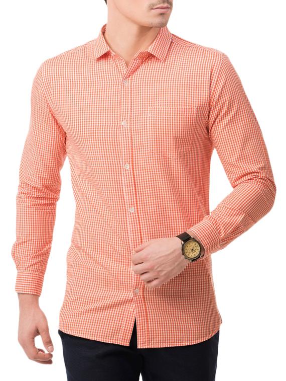 orange cotton casual shirt - 14608805 - Zoom Image - 1