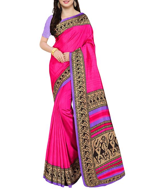 pink art silk bhagalpuri saree with blouse - 14609224 - Standard Image - 1