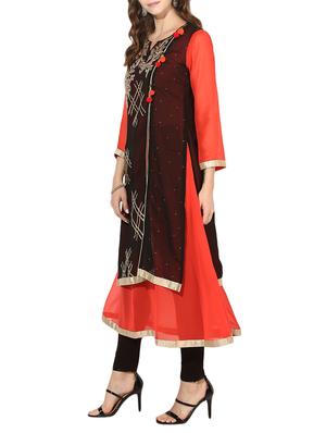 black georgette layered kurta - 14610786 - Standard Image - 2