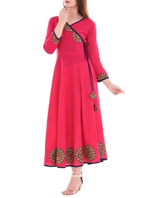 pink cotton angrakha kurta - 14610855 - Standard Image - 2